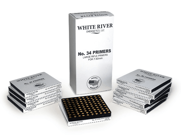 White River Energetics Large Rifle Primer, Nickel-Plated Brass Cup