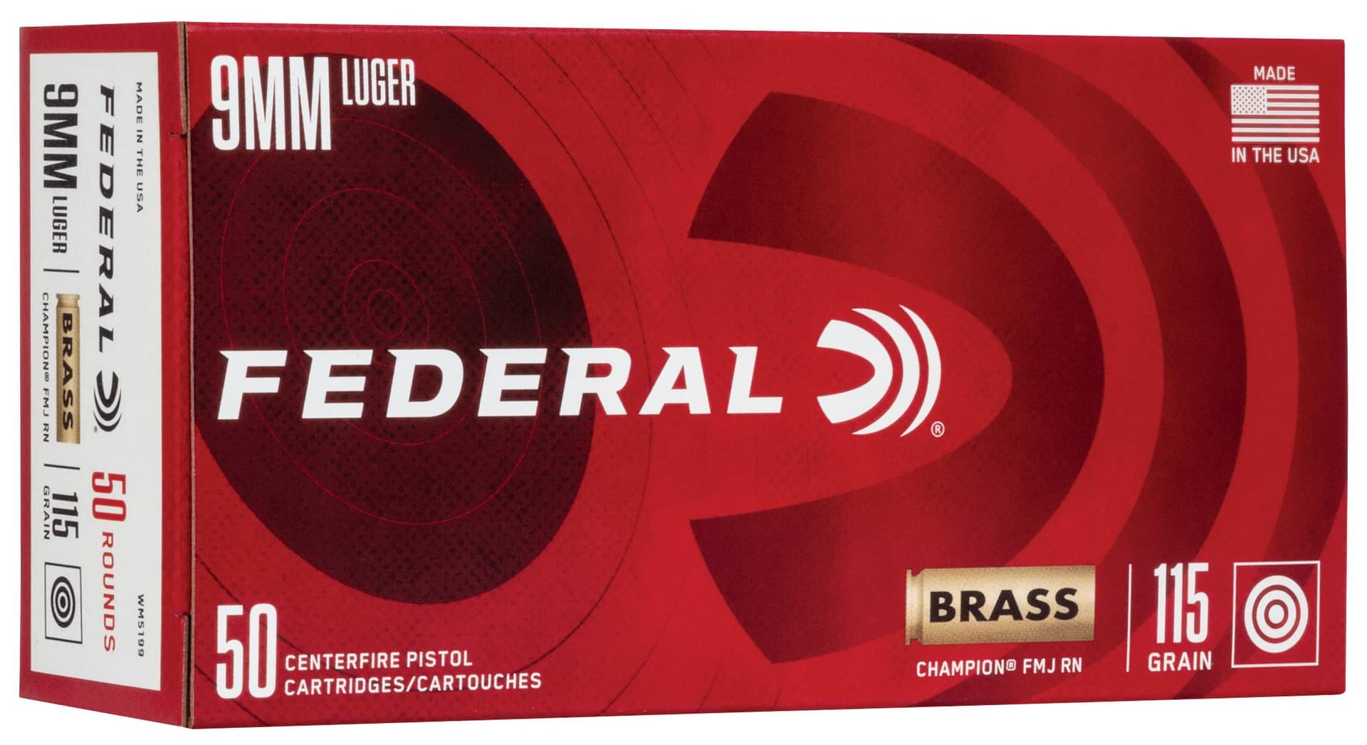 Federal Champion 9mm Luger 115gr FMJ 1000rd Case